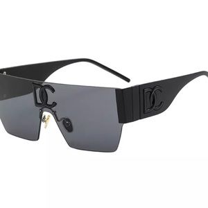 Vintage Square Rimless Sunglasses-black